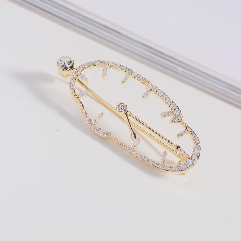 Abstract Japanese & Korean Clock Brooch – Cute, Creative Pin for Men's Fashion