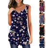 Tílko pro ženy Volánkové topy Volné topy Nadměrných velikostí Skládaný topy Knoflíky Ležérní Léto květinové topy