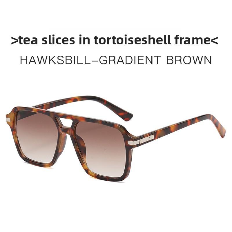 Uv400 Retro Double Bar Square Sunglasses With Gray Lenses For Outdoor Sports