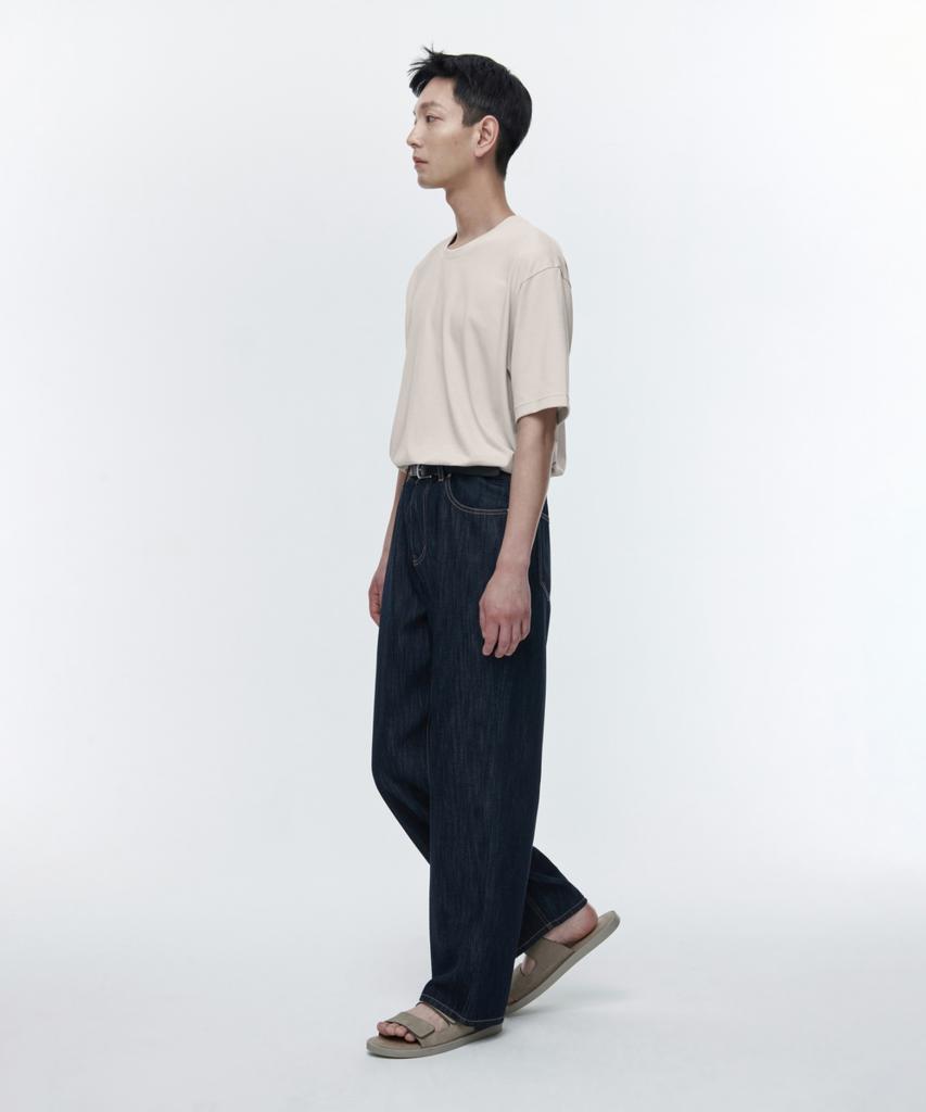 MUSINSA STANDARD Linen-Like Wide Denim Pants [Deep Indigo]