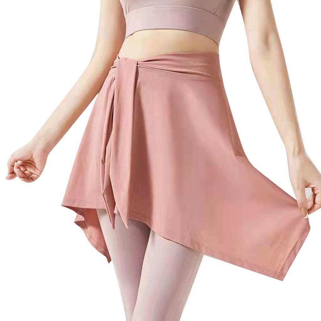 Sports Skirt Cover Polyester Fiber Soft One Piece Absorbent Yoga Tie Up Skirt for Fitness Tennis Pink One Size