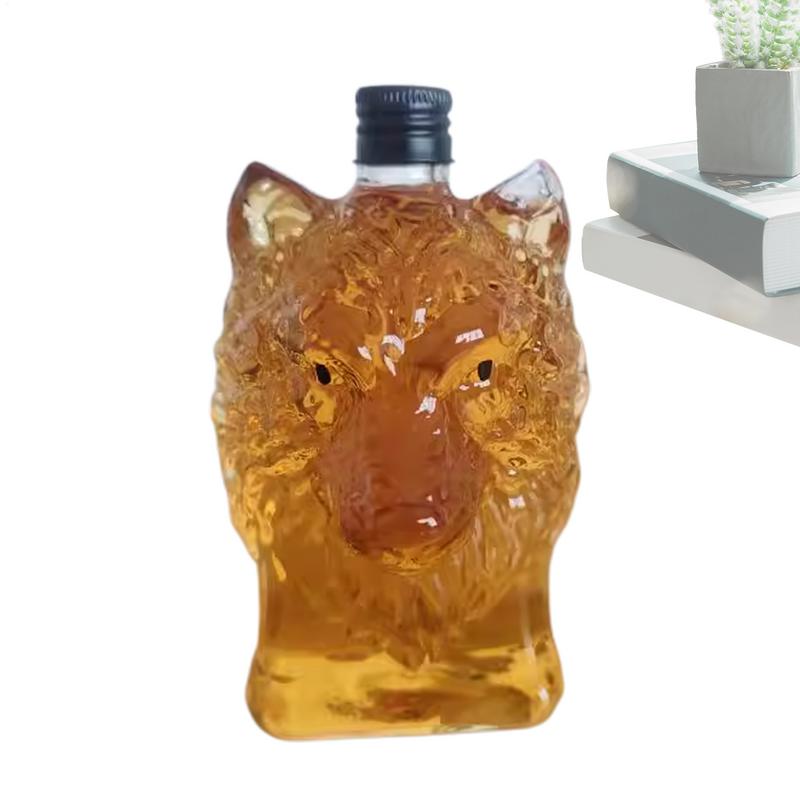 Whiskyflasche Wolfsskulptur Weinglas Ästhetisch Sammlerstück Wolfsmotiv Glasflasche für Cocktail Whisky Reise Küche Bar