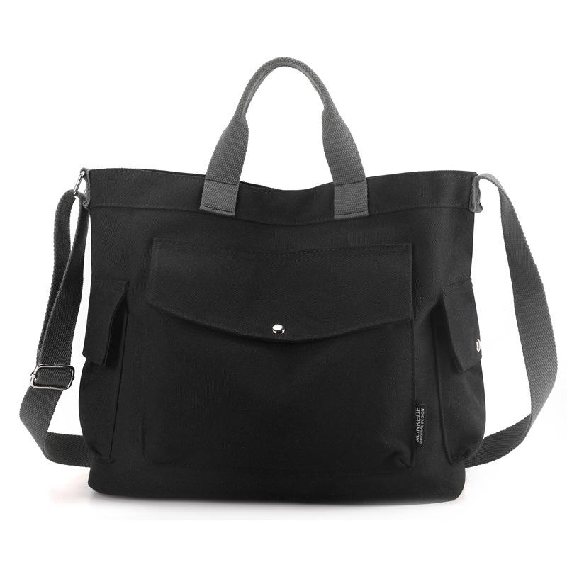 New Canvas Handheld Women's Bag 2025 Large Capacity Solid Color Canvas Commuting and Leisure Shoulder Korean Version Tote Bag