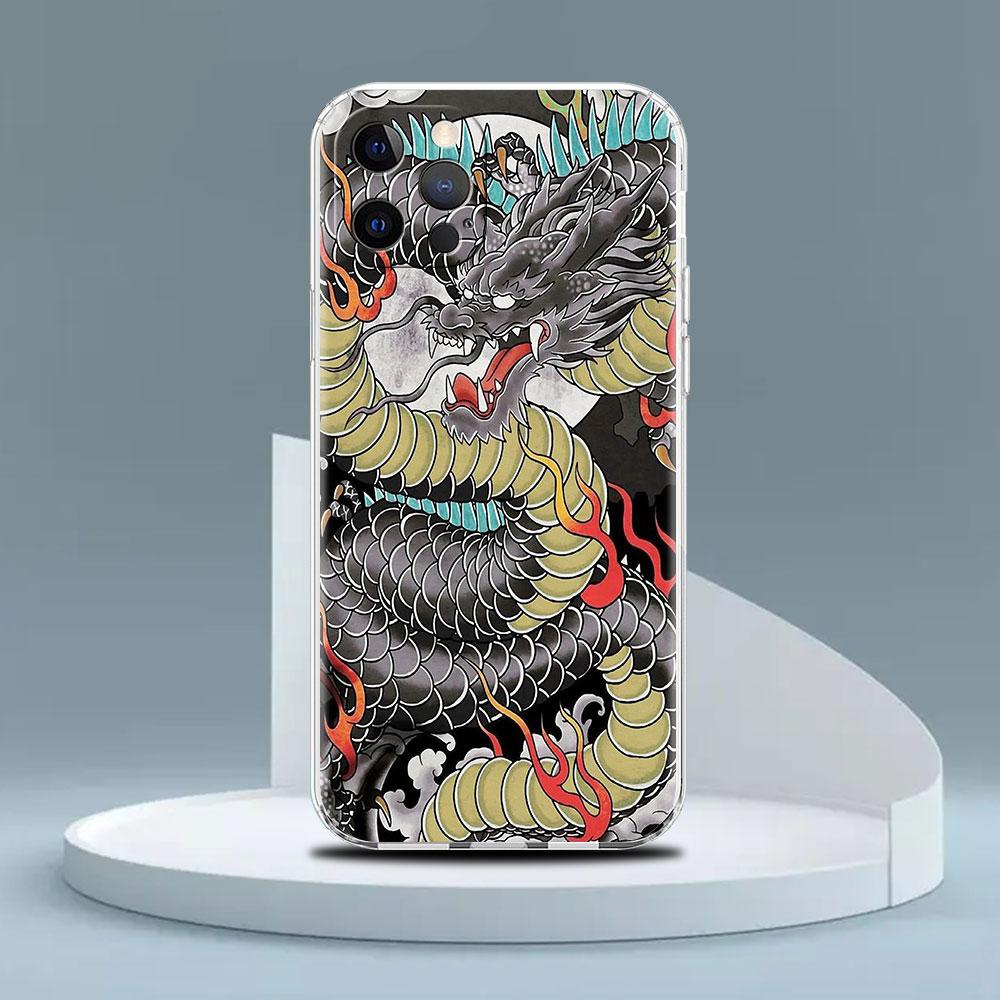 Clear Case For Apple iPhone 14 13 11 12 Pro 7 8 Plus XR X XS Max 6 6S 14Pro Silicone Phone Cover Animal Dragon