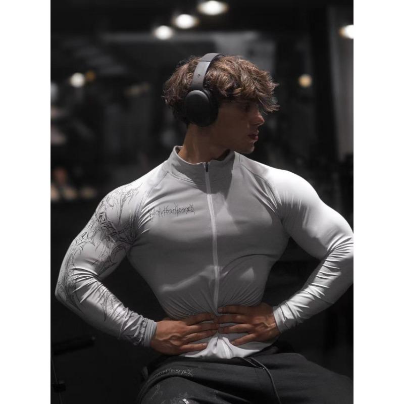 Men's Sports Elastic Couple Quick-drying Tights Fitness Zipper Half Turtleneck Long-sleeved Jacket