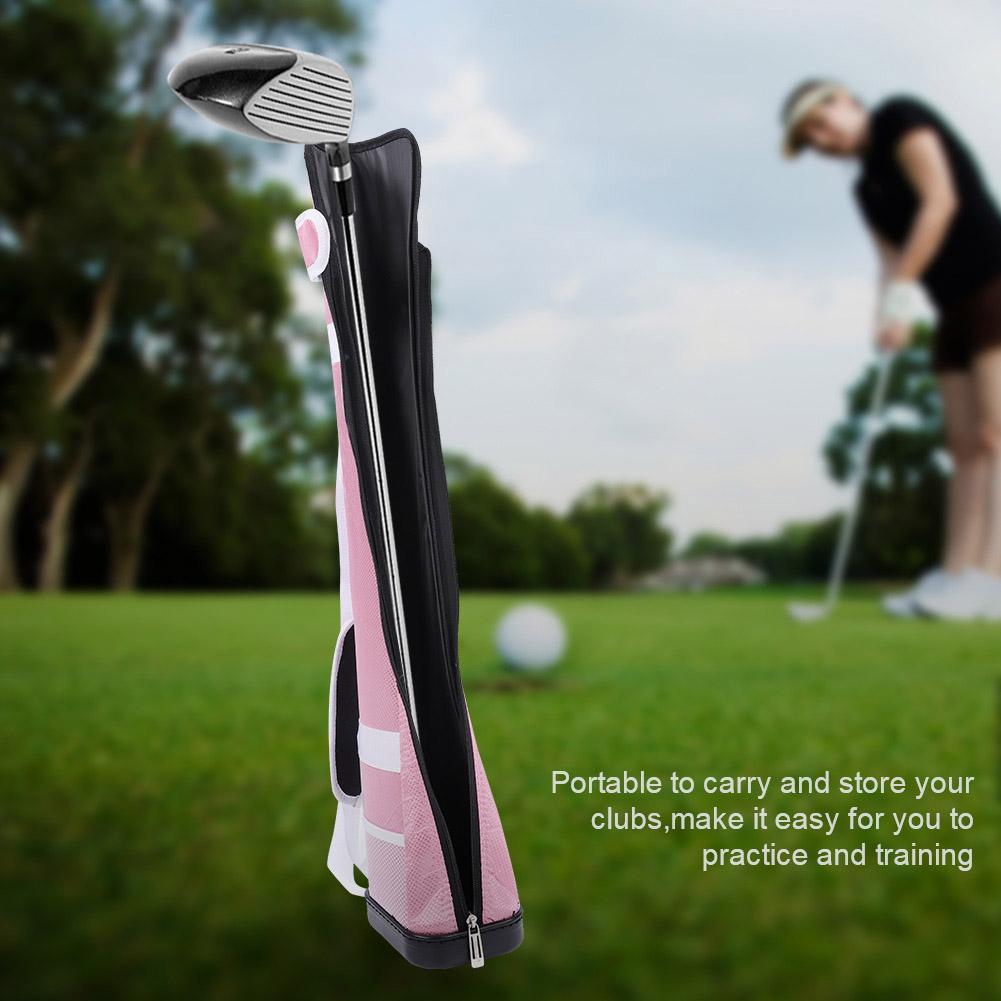 Portable Golf Club Nylon Storage Bag for Holding 3 Clubs (Pink)