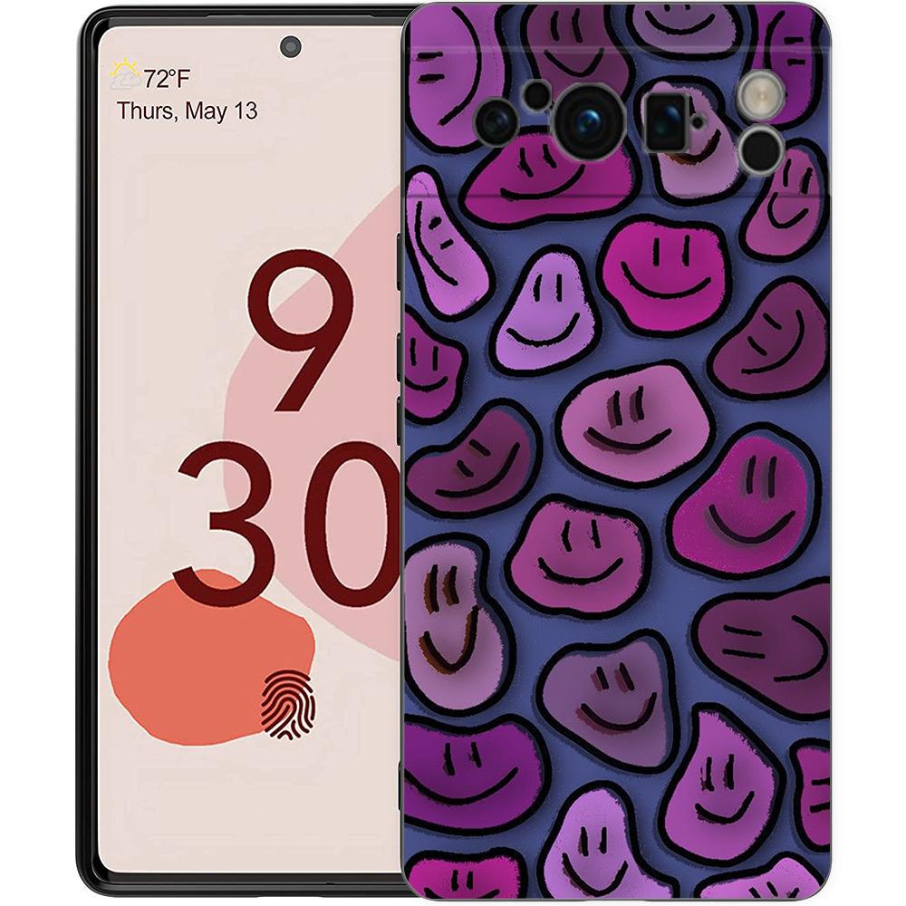 Mode Einfaches Lächeln Gesicht Paar Handyhülle Cover für Google Pixel 8 7 6 7A 6A Pro 5G Stoßfest Silikon 9 Pro XL 8 Pro 5G Hülle