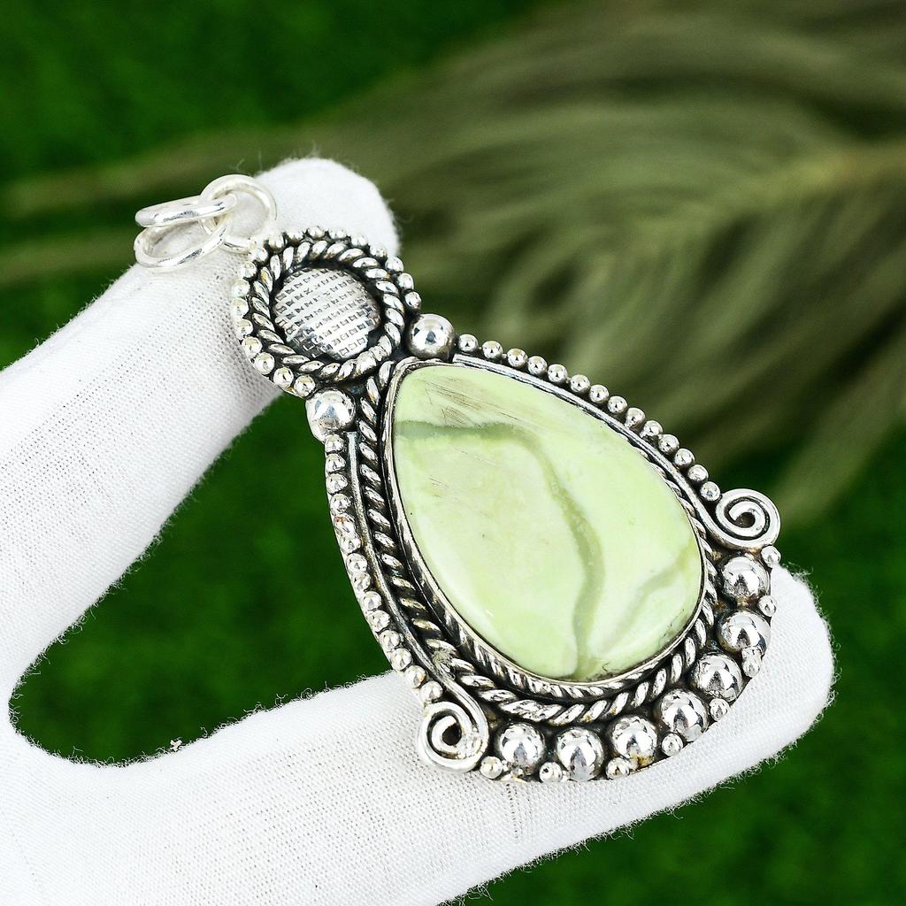 925 Silver Pear Imperial Jasper Gemstone Artisan Birthday Unique Pendant Jewelry