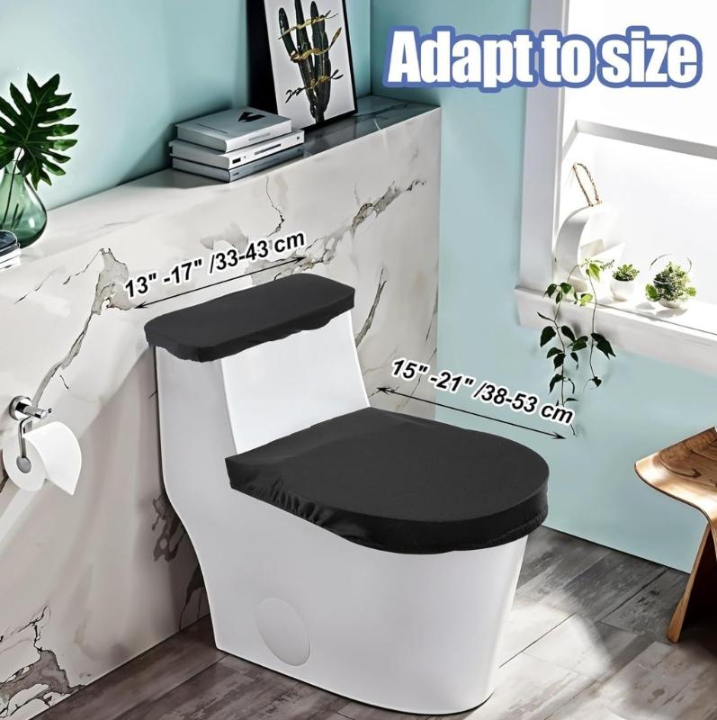 2pcs Toilet Cover Set With Soft Edges For Most Toilets Machine Washable Polyester Cloth