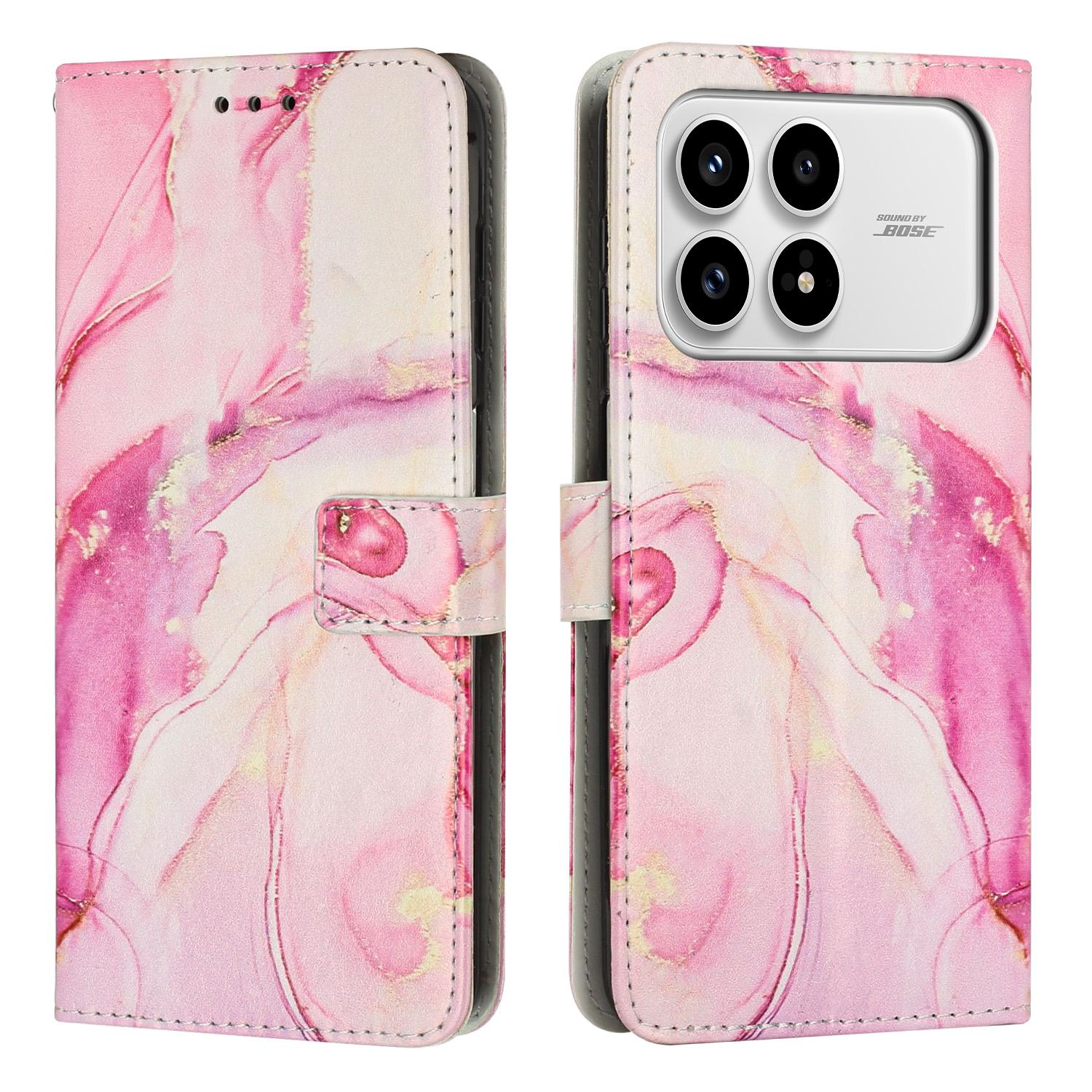 

For Xiaomi Redmi K90 5G/Xiaomi Poco F8 Pro Stand Case Marble Pattern PU Leather Wallet Phone Cover
