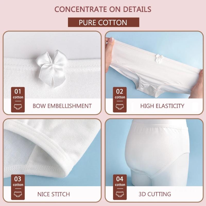 Girls Cotton Panties Soft Antibacterial Solid Underwears Children's Pure White Underpants Kids Breathable Briefs For Kids