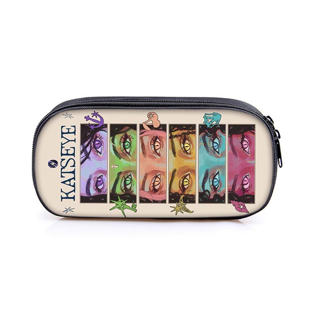 Kpop Catseye Student Pencil Case with Compartments - DIY Storage Stationery Bag
