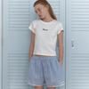 Elssibeui Cherry Check Banding Shorts_Skyblue