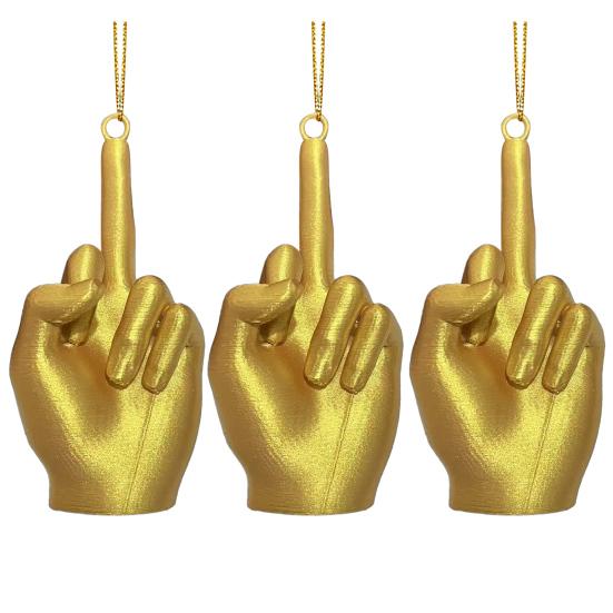 Julmittenfingerdekoration Rolig handgest Julgransprydnad Fräck Gyllene Mittenfinger Hängande Dekoration Skämtpresenter för Vuxna