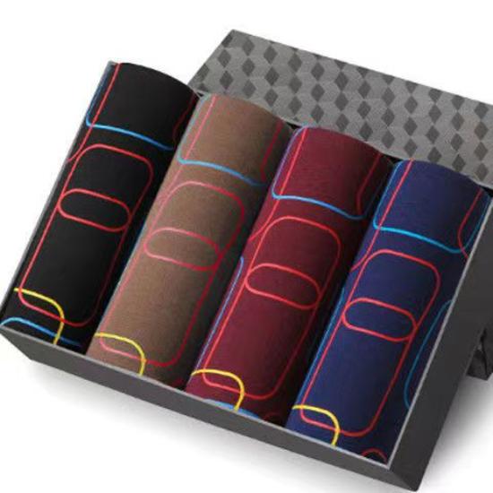 4 adet erkek külot orta bel baksır şort nefes gençlik baskı U dışbükey baksır şort