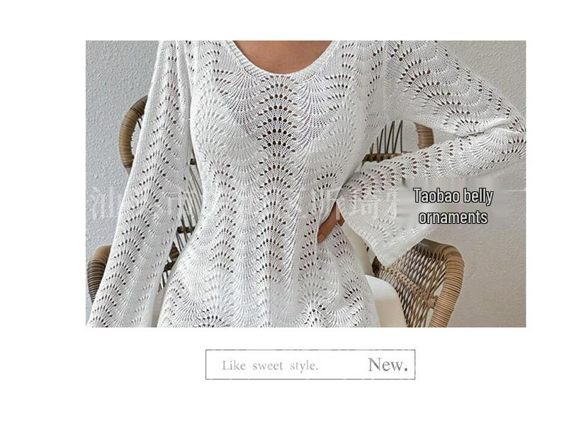 European Lace Knit Beach Cover-Up: Sun-Protection Bikini Pullover, Sexy Loose Design