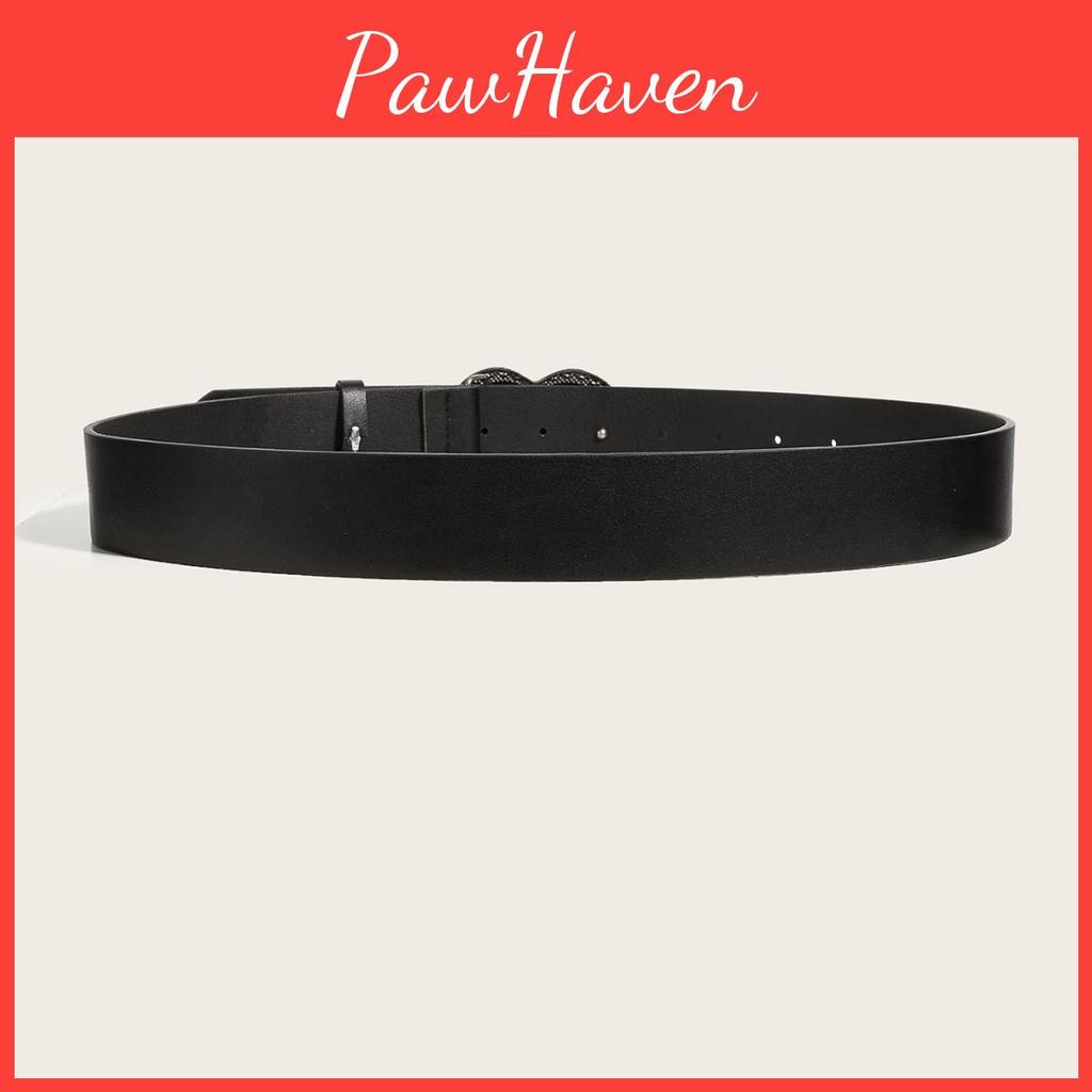 Solid Color Retro Summer Punk Leather Belt With Heart Snap Closure Look Trendy