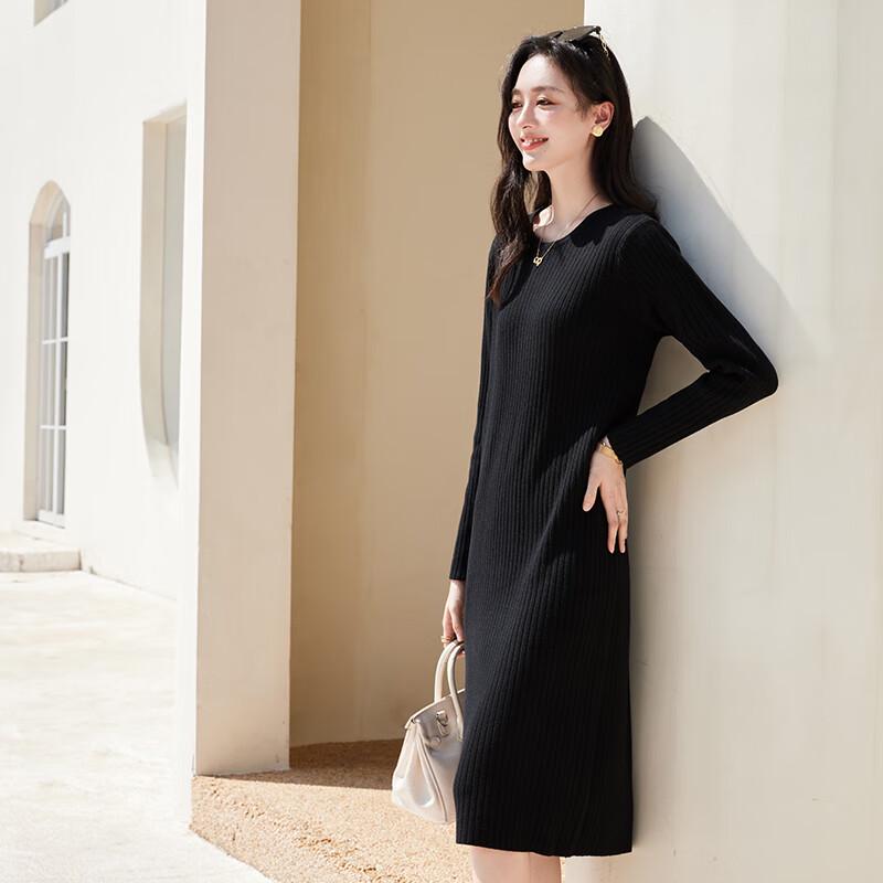 

VICTORIA&VERA Vertical Stripe Long Sleeve Knit Midi Dress S