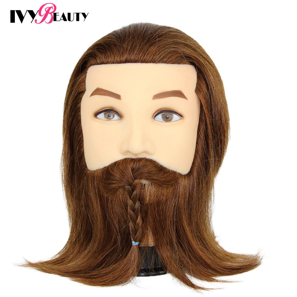 100% Human Hair Mannequin Head Male Barber Hairdresser Manikin Head Training Doll Head For Beauty Hairdresser Practice CuttIing