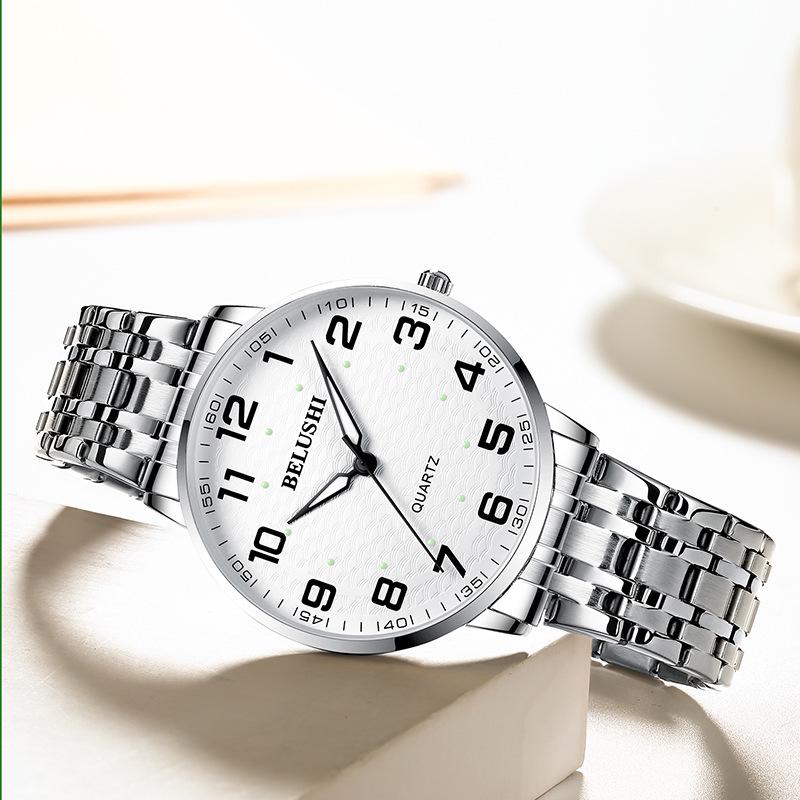 Selected Beroz Luminous Quartz Watches for Couples - Waterproof, Large Numbers, Suitable for Middle-Aged and Elderly Men