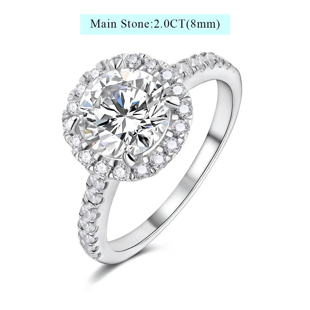 M-JAJA Solitaire 1ct Halo Moissanite Engagement Ring for Women S925 Silver Diamond Wedding Band Bridal Luxury Jewelry