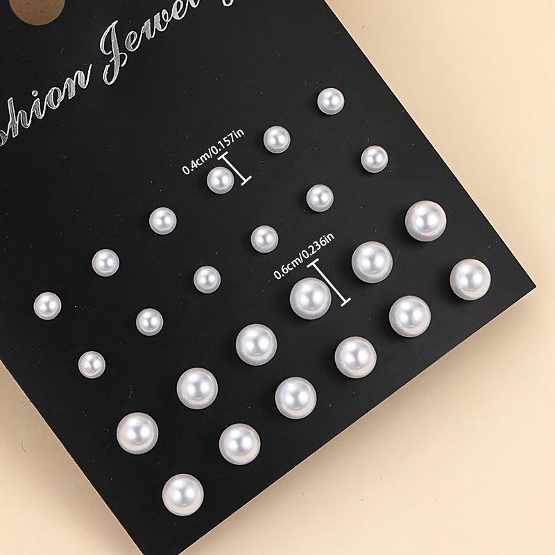 12Pairs Elegant Imitation Zircon Stud Earrings Simple Ball Bead Earring Set Women's Charming Wedding Party Bridal Zircon