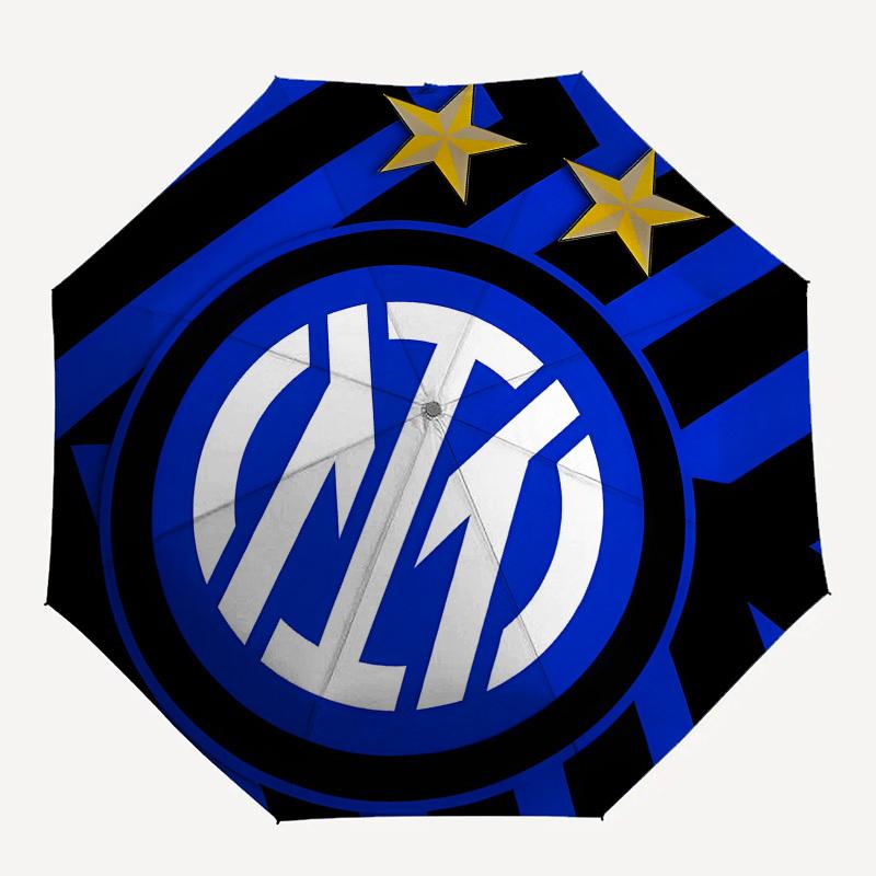Inter Milan, Badge Automatic Opening and Closing, 8 Rib Structure Portable Umbrella, Suitable for Men and Women In All Seasons Perfect Gift