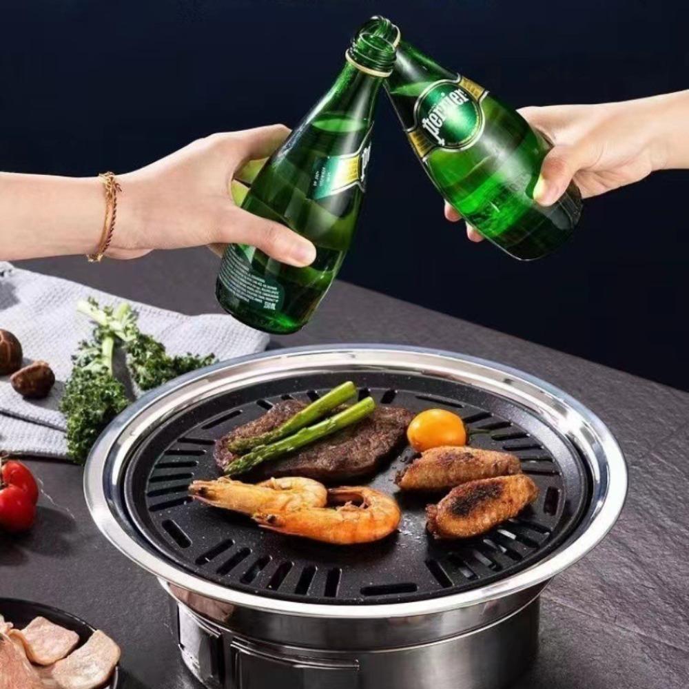 Multifunctional Charcoal Barbecue Grill, Household Korean BBQ Grill, Portable Camping Grill Stove, Tabletop Smoker Grill