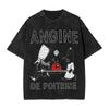 Vintage Washed T-Shirt Angine De Poitrine Music Cotton T-Shirts Trendy Cool Tshirt for Men Summer Aesthetic Casual Clothes