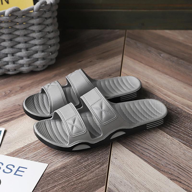 Free shipping summer men's one-word cool slippers home use indoor bathing non-slip thick bottom men's outer wear