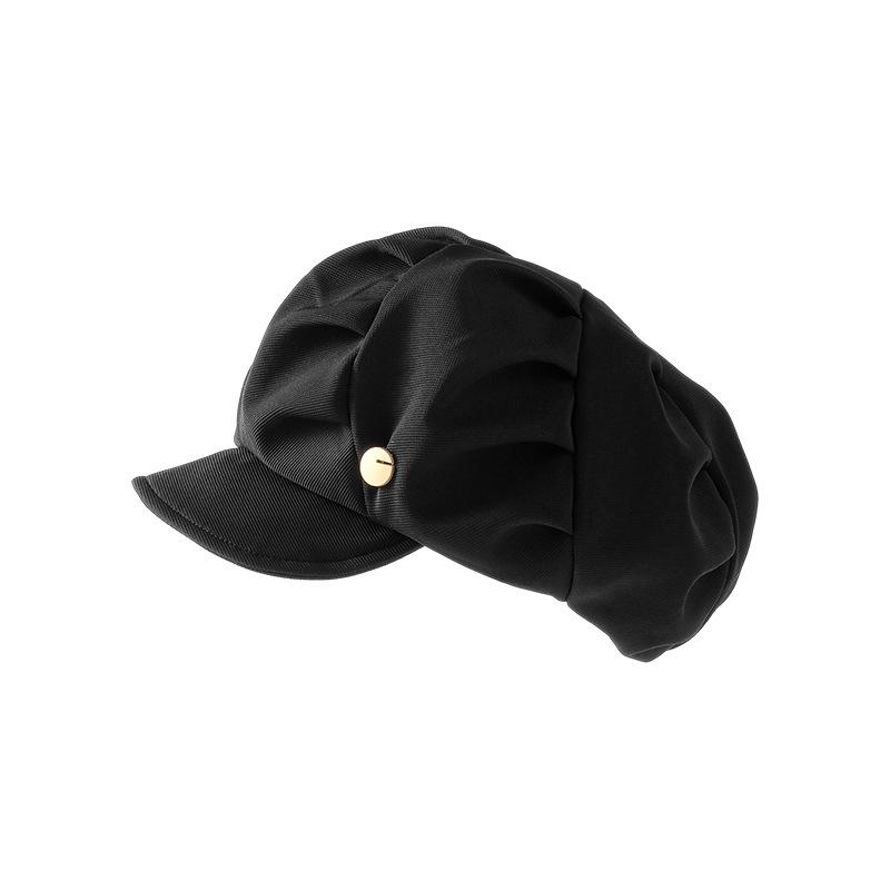 Face-showing Small Pleated Duck Cap, Beret Forward Hat, Versatile Cloud-like Metal Logo Soft Hat, Street Simple Painter's Hat