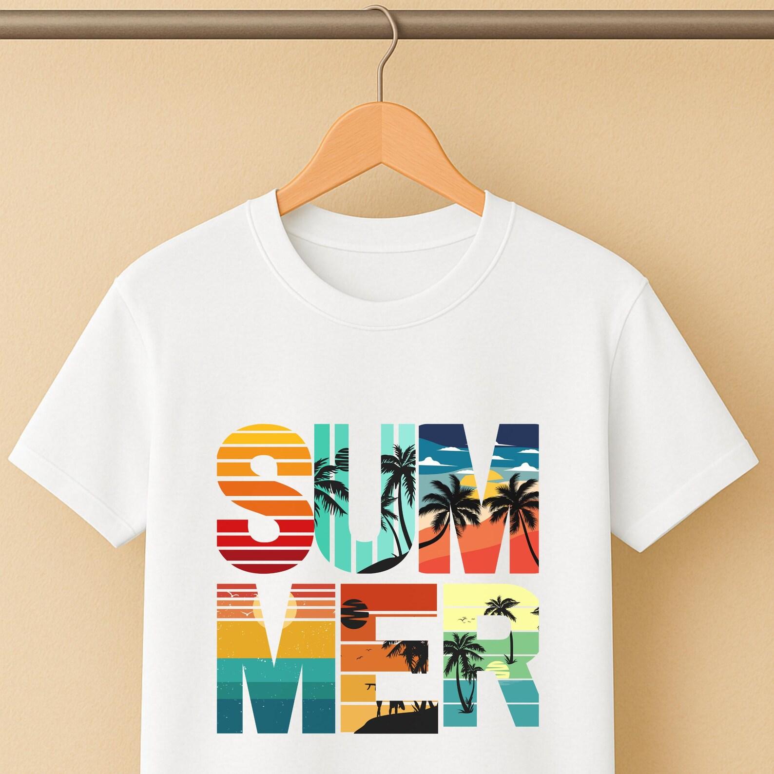 Retro Summer T-Shirt – Vintage Sunset Beach Tee – Aesthetic Summer Vibes Shirt – Unisex Graphic Vacation Shirt L