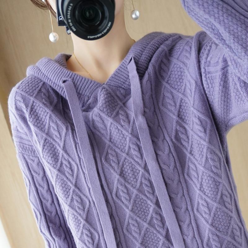 Women Knitted Hoodie Sweater MODERN NEW SAGA Winter Knitted Pullover Sweatshirt Autumn Cashmere Wool Sweaters Female Jumper