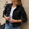 Women Autumn Denim Short Jackets Ladies Winter Single Breasted Long Sleeve Turn-down Collar Jeans Coats