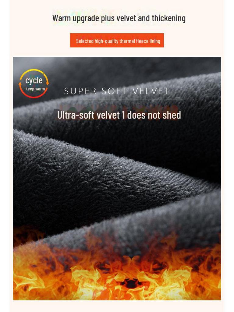 Men's Thermal Velvet Stretch Casual Pants - Thick, Soft, One-Piece Design