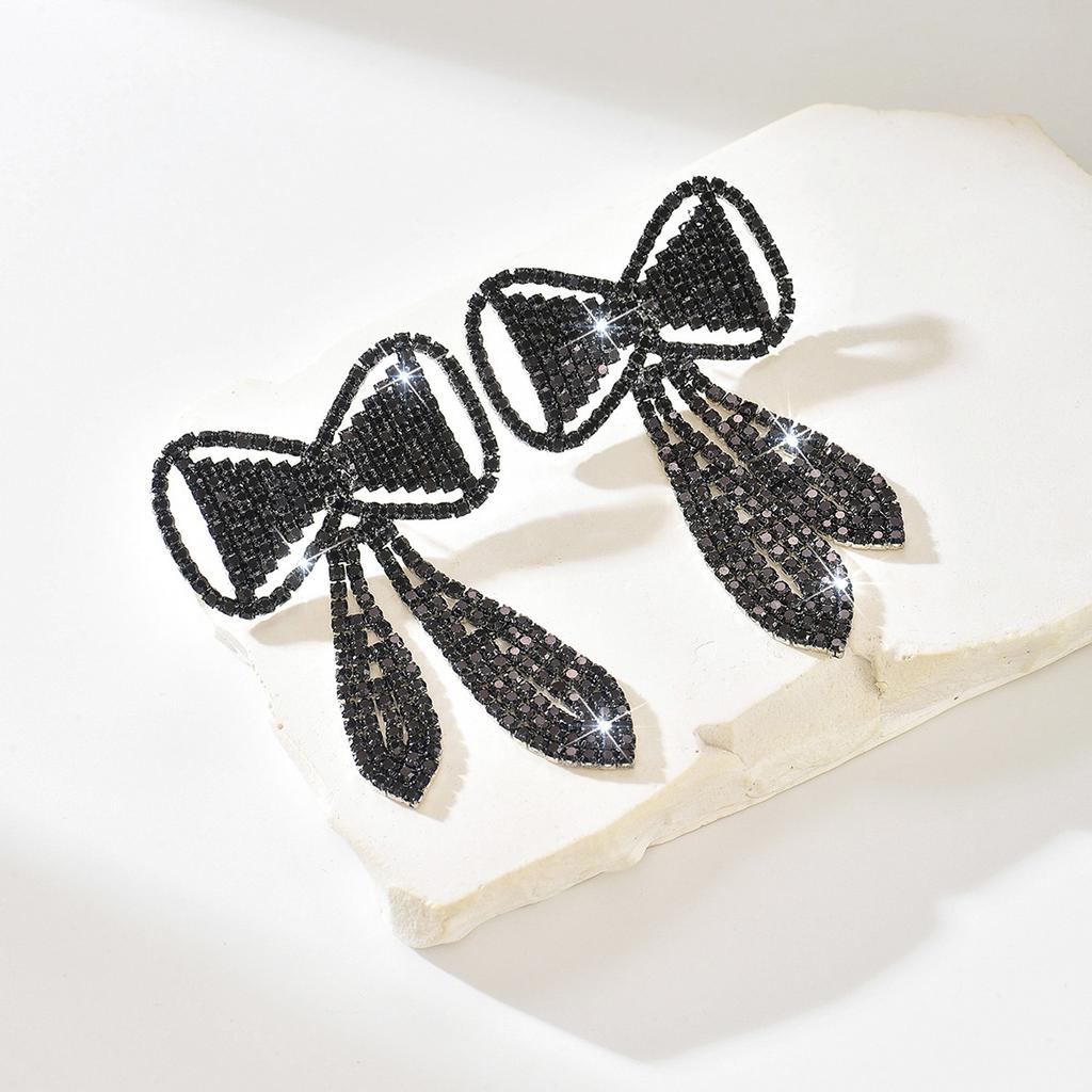 Rhinestone Earrings Temperament Bow Crystal Rhinestone Earrings Women'S Premium Bridal Earrings Earrings