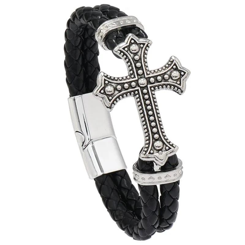 

New Accessories Simple Cross Bracelet Men s Jewelry Magnet Buckle Bracelet 22CM