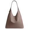 Coach Brooklyn 39 Logo Anhänger Magnetischer Verschluss Natürliches Narbenleder Hobo Tasche Hand Schultertasche Groß Damen Dunkler Stein