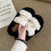 Women Fur Slippers Flats Shoes Casual Short Plush Cozy Winter Open Toe Flip Flops 2025 New Trend Slingback Slides Mujer