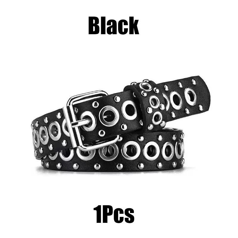 Women's Belt Fashion New Eyelet Rivet Belt Metal Personalized Needle Buckle Belt Street Trend Punk Hardware Jean Belt Y2K HipHop