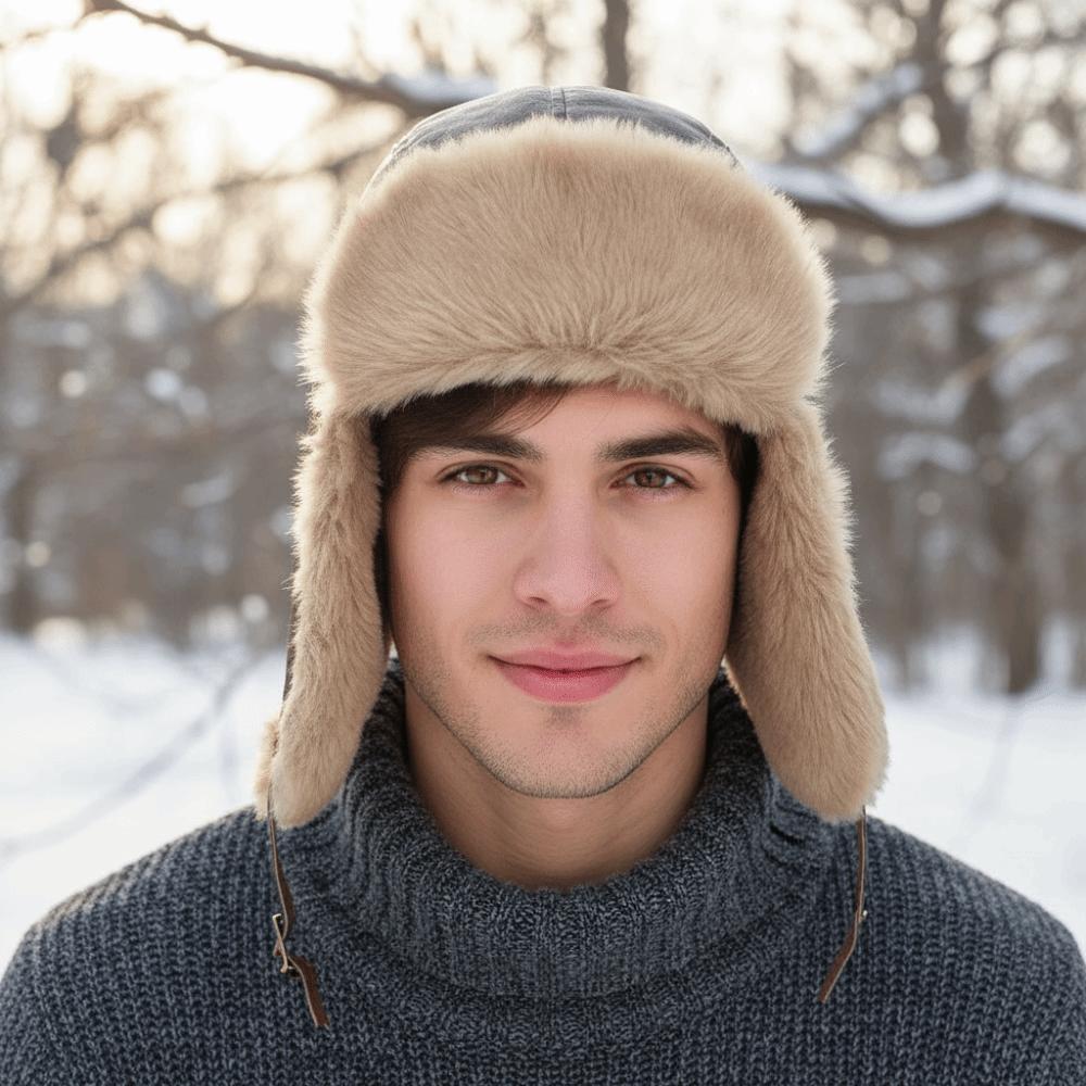 Windproof Warm Ski Hat Beanie Caps Plush Hat Soft Winter Pilot Hat Winter