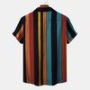 Men Shirt Contrast Color Vintage Striped Short Sleeves Single-breasted Daily Wear Cotton Pocket Men Summer Top Men Clothes