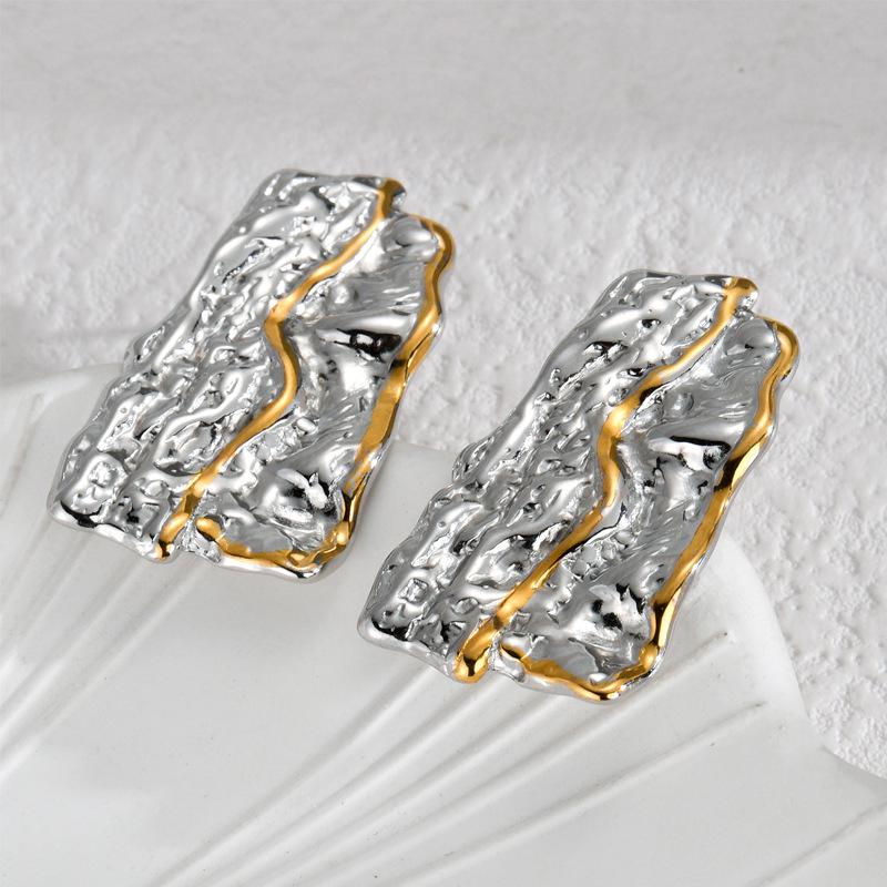 Geometrische Unregelmäßige Goldene Falt-Ohrringe - INS Nischendesign