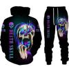Hot Sale, Stylish 3D Skull Print Punk Sportswear, Pants Hoodie Couple Suit Street Trend