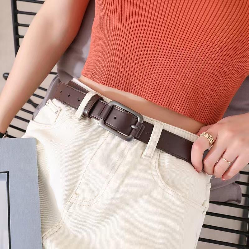 

Мужской черный ремень для молодежи и женщин среднего возраста, ретро-ремень с пряжкой, повседневный ремень для джинсов 105cm темно-коричневого