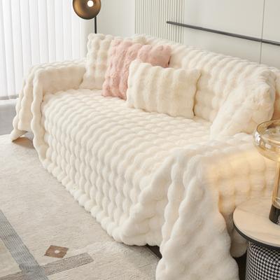 Französisches Kaninchen-Plüsch-Sofa-Handtuch, Winter, verdickter Sofabezug aus Blasensamt, Decke, einfarbiger Plüsch-Sofabezug