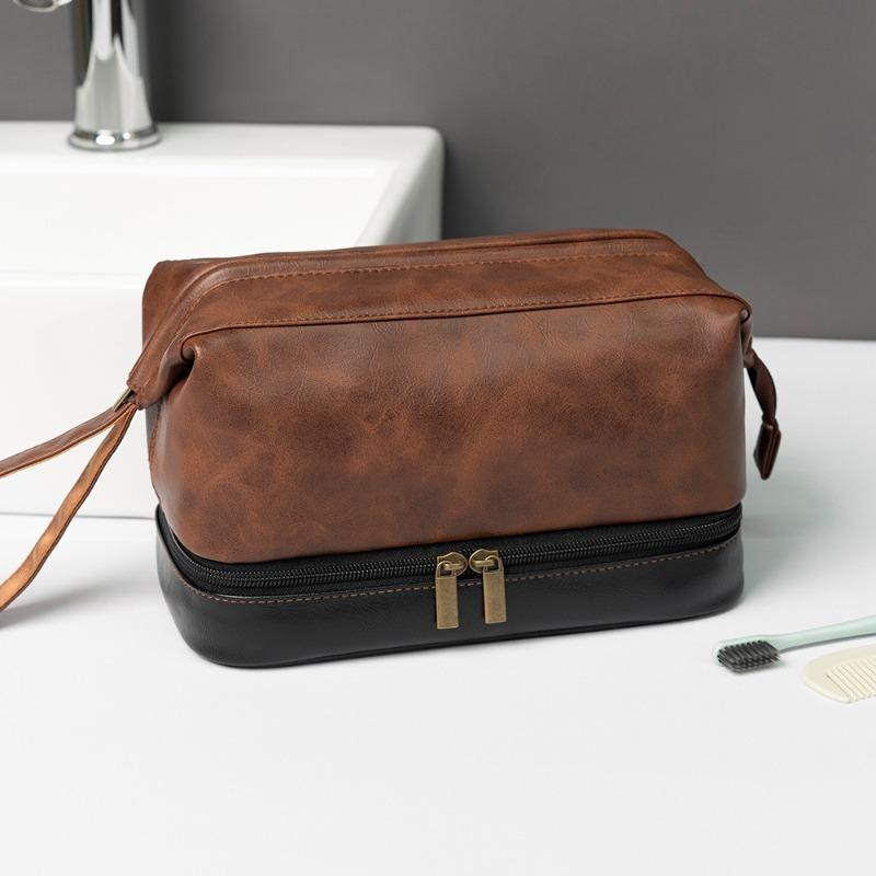 Lightweight Travel Stylish PU Leather Storage Bag Large Capacity Toiletry Organizer Pouch Multifunctional Travel Storage Bag