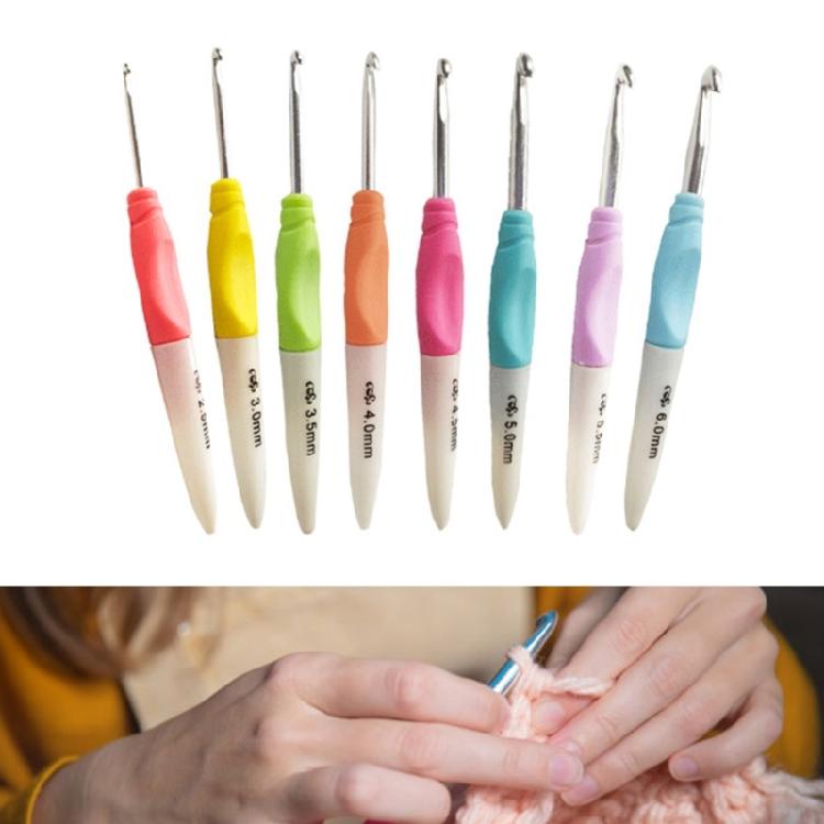 8Pcs Ergonomic Crochet Hook for Beginner Crochet Hobbyist Weaving Crocheting Knitting Crochet Hook Needle 2.5mm-6mm