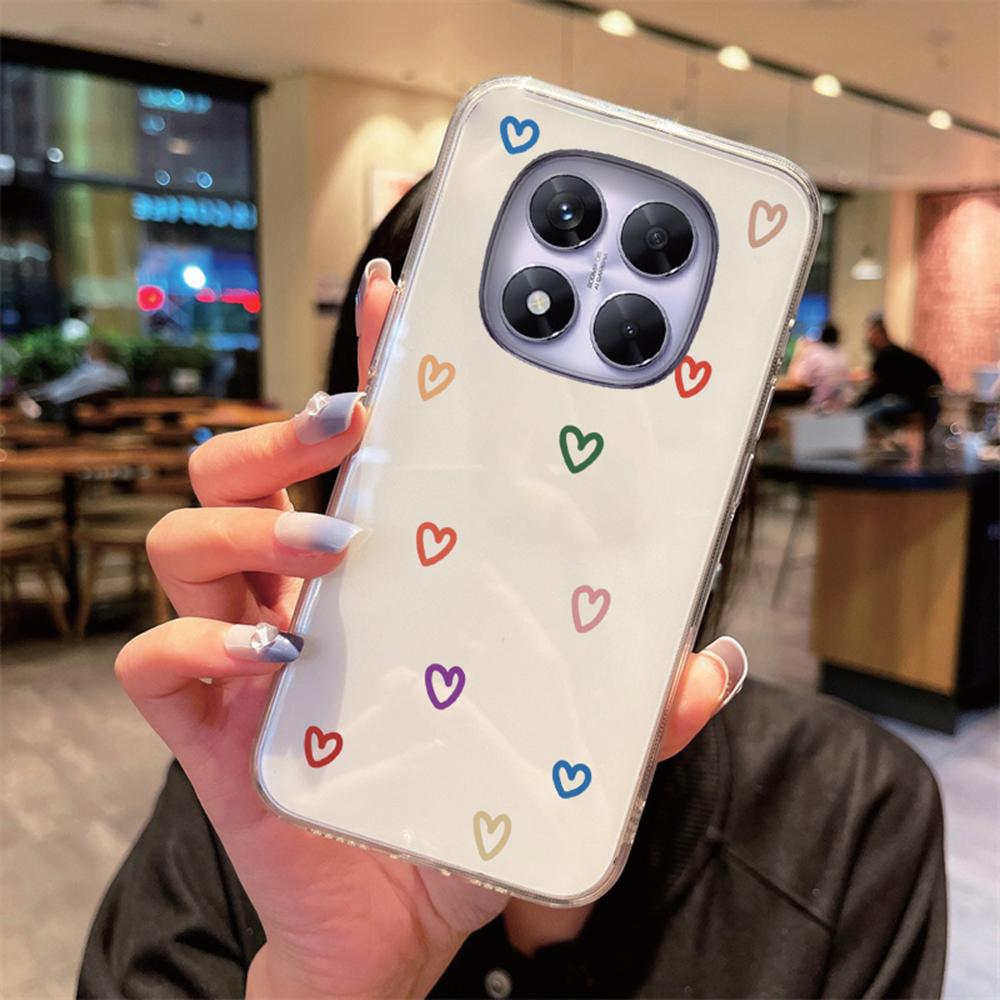 Transparent Non-Yellowing Phone Case For Xiaomi Redmi Note 15 Pro+ note15 15c Cartoon Heart Love Clear Camera Protection Cover