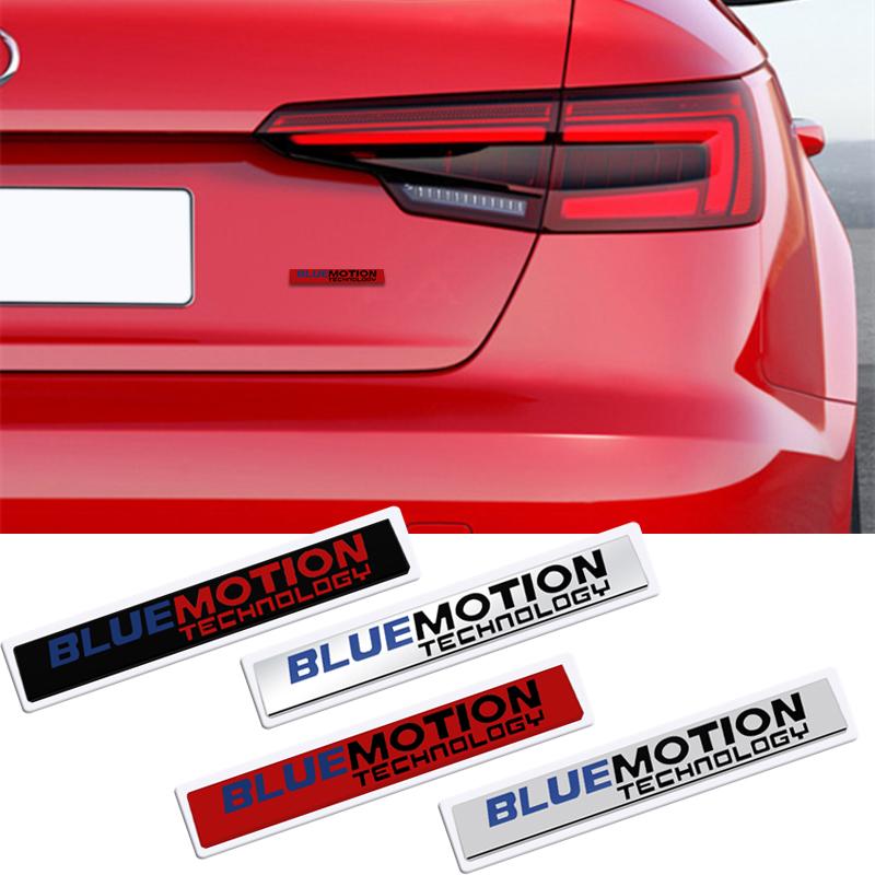 RUNTB1 Metal 3D Badge Blue Motion Technology Logo Car Rear Trunk Body Sticker Emblem For VW Polo Golf Passat Touran TSI TDI MK4 MK5 MK6